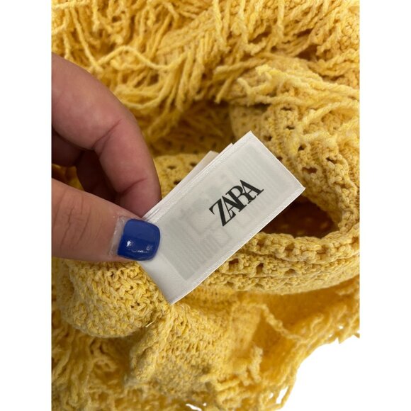 Zara Womens Sweater Top S Small Yellow Fringed Knit Sleeveless 4331/027 NWOT - Picture 10 of 13